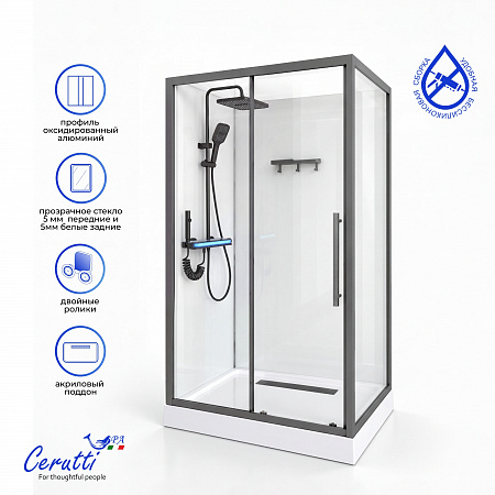 Душевая кабина Ceruttispa МАЙЕЛЛА (MAIELLA) 120GG (80х120x212) с душевой системой НИВЕС (NIVES) 