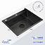 Кухонная мойка Ceruttispa ГЛОРИЯ (GLORIA) 60B nano black (графит) из нержавеющей стали (600х500х220)  