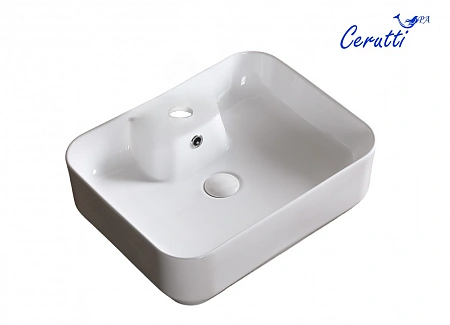 Раковина накладная Ceruttispa CR0097 (510х410х155) белая, прямоугольная, с отверстием под смеситель