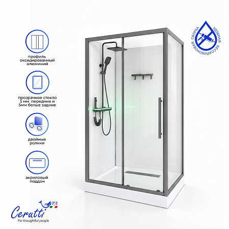 Душевая кабина Ceruttispa МАЙЕЛЛА (MAIELLA) 120GG (80х120x212) с душевой системой ДЕЦИО (DECIO)