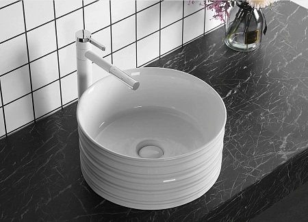 Раковина накладная Ceruttispa CR0051A (405х405х180) белая, круглая