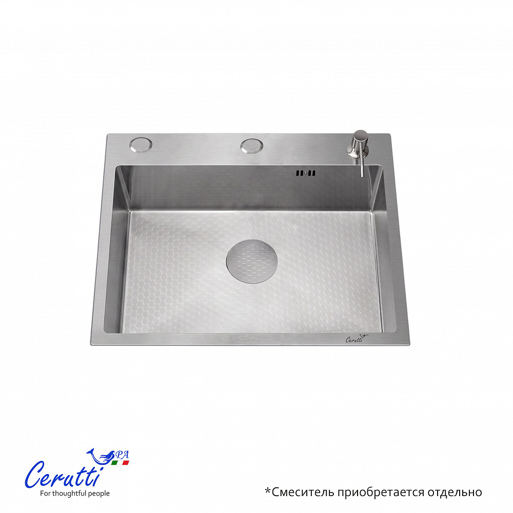 Кухонная мойка Ceruttispa ГЛОРИЯ (GLORIA) 5045 nano embos (матовый хром) из нержавеющей стали (500х450х220)