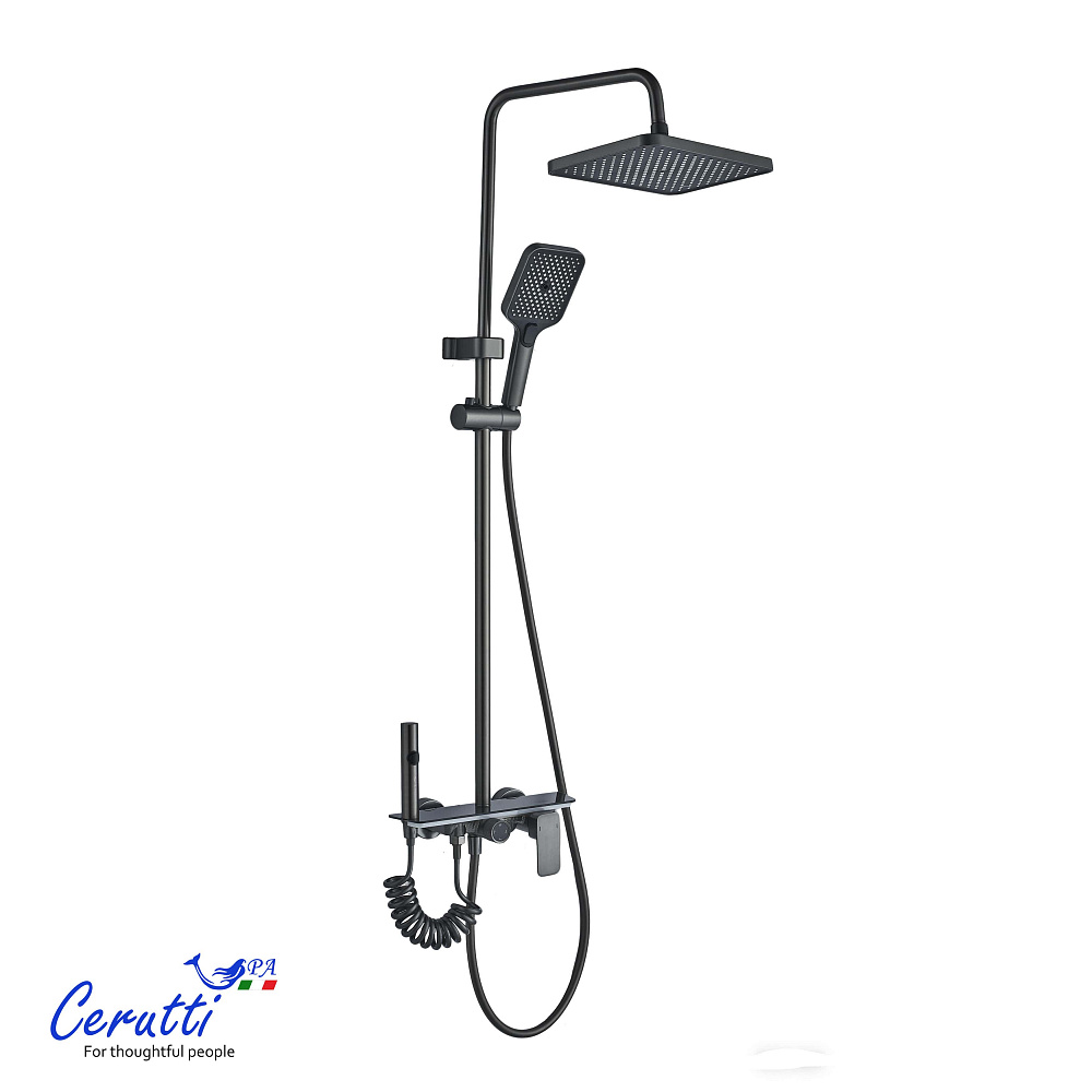 Душевая стойка Ceruttispa АРРИГО (ARRIGO) цвет графит, с LED подсветкой 