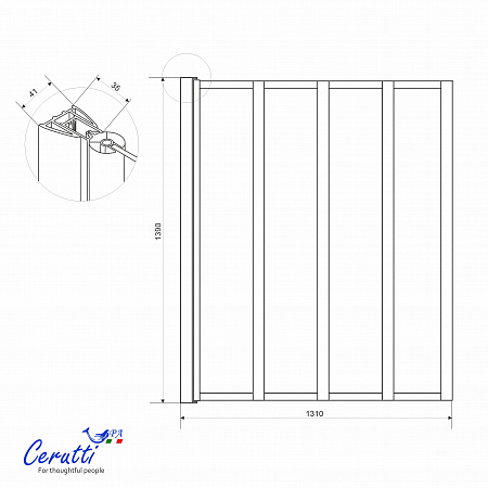 Шторка для ванной Ceruttispa БУНА (BOUNA)-BF (130х140) 