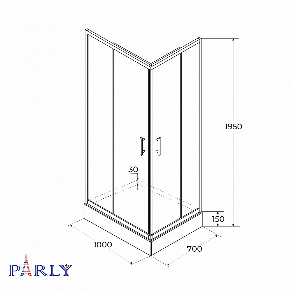 Душевой уголок с поддоном PARLY QZ71BF (100х70х195)