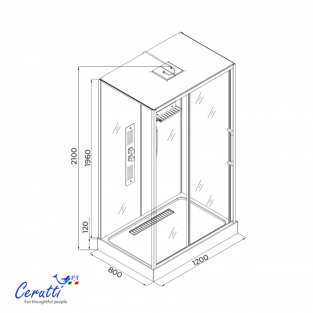 Душевая кабина Ceruttispa АМИ (AMI) 120 (120x80x210)