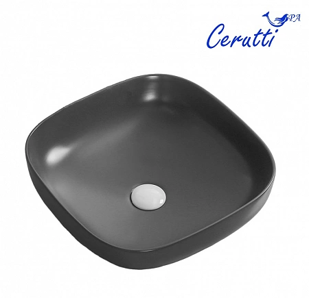 Раковина накладная Ceruttispa CR2677 (420х420х140) черная матовая, квадратная