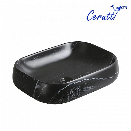 Раковина накладная Ceruttispa CR0086 MMB2 (565х400х145) мрамор матовый черный, прямоугольная