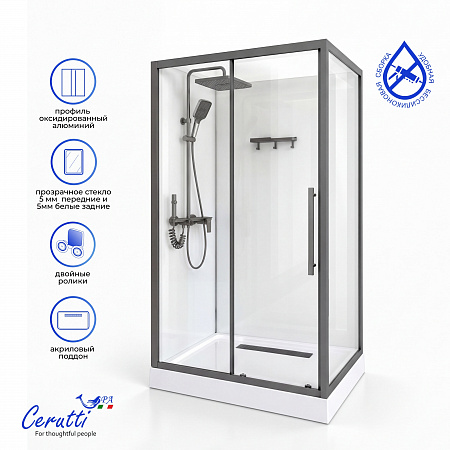 Душевая кабина Ceruttispa МАЙЕЛЛА (MAIELLA) 120GG (80х120x212) с душевой системой ЛИВИО (LIVIO)