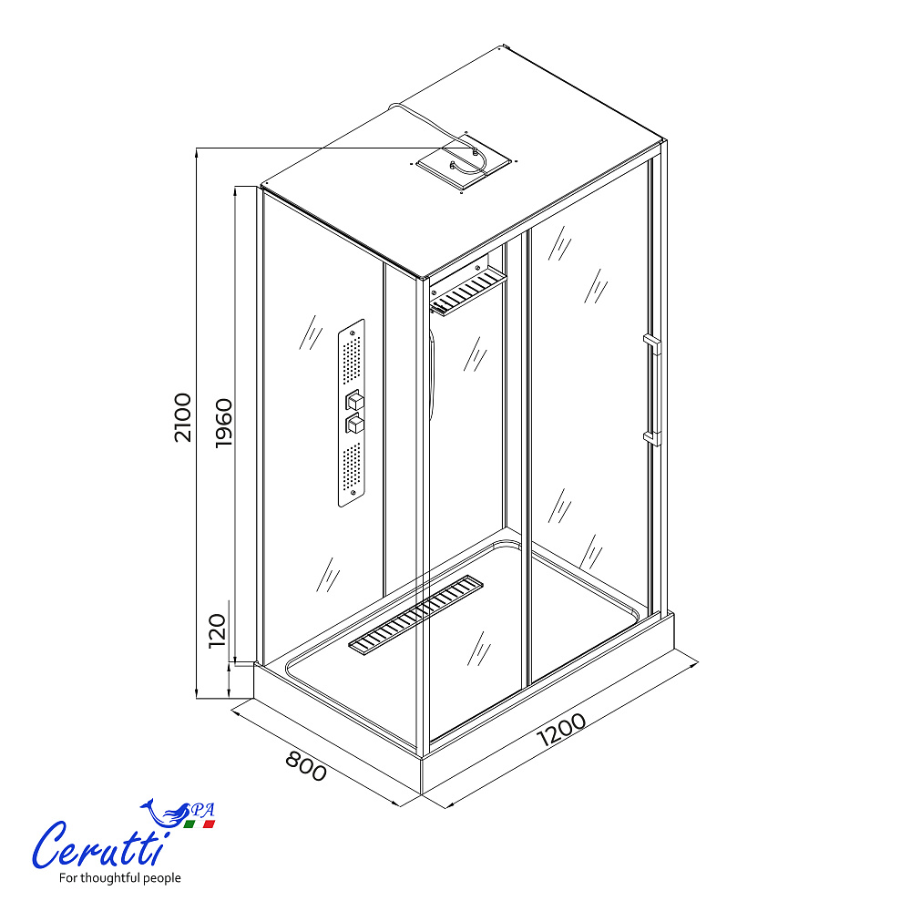Душевая кабина Ceruttispa АМИ (AMI) 120GG (120x80x210)