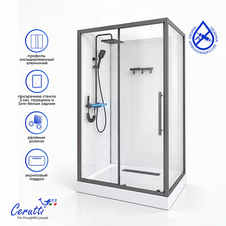 Душевая кабина Ceruttispa МАЙЕЛЛА (MAIELLA) 120GG (80х120x212) с душевой системой ТОРЕ (TORE) 