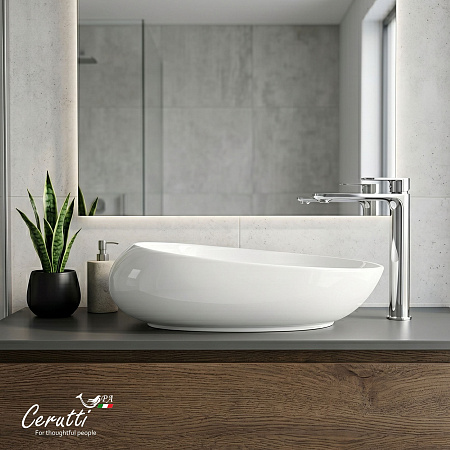 Раковина накладная Ceruttispa CR0058B (580х370х140 ) белая, смещенный овал