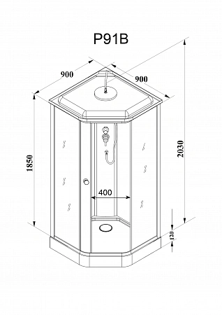 Душевая кабина PARLY P91B (90х90х215)