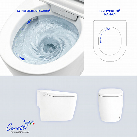 Унитаз напольный Ceruttispa КЛИО (CLIO) Smart CT12153 с дистанционным управлением (680x410x490)