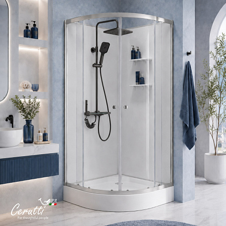 Душевая кабина Ceruttispa БЕРНИНА (BERNINA) 91 (90x90x200) с душевой системой ТОРЕ (TORE) 