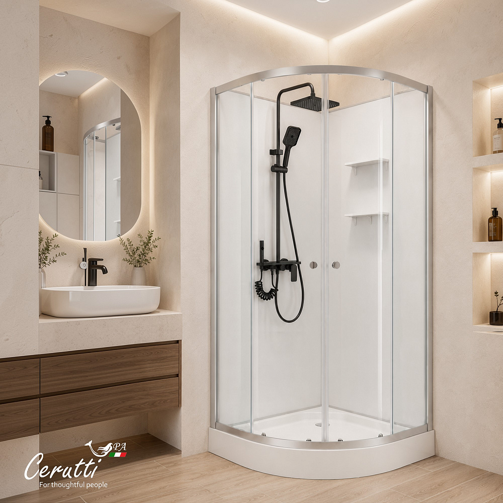 Душевая кабина Ceruttispa БЕРНИНА (BERNINA) 91 (90x90x200) с душевой системой АРРИГО (ARRIGO)