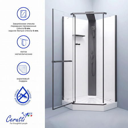 Душевая кабина Ceruttispa ЧИКА (CHIKA) 901GG (90x90x215-225)