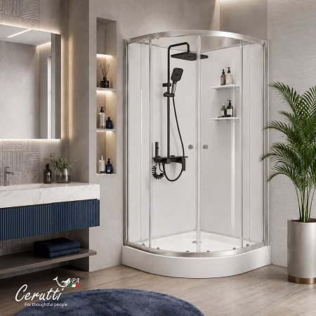 Душевая кабина Ceruttispa БЕРНИНА (BERNINA) 91 (90x90x200) с душевой системой ЛИВИО (LIVIO)