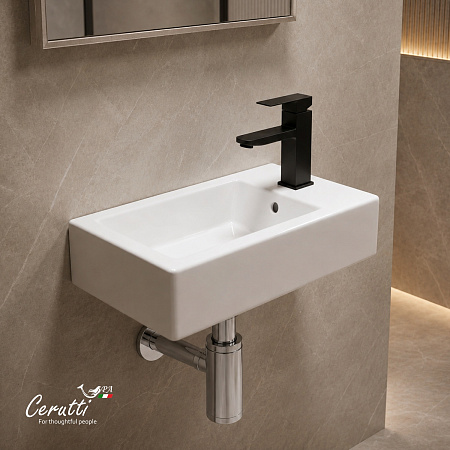 Сифон для раковины Ceruttispa CT1002 из нержавеющей стали, круглый, цвет хром, с горизонтальным выпуском, регулируемой верхней частью