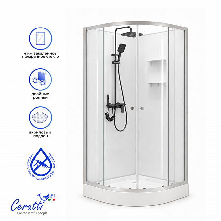 Душевая кабина Ceruttispa БЕРНИНА (BERNINA) 91 (90x90x200) с душевой системой АРРИГО (ARRIGO)